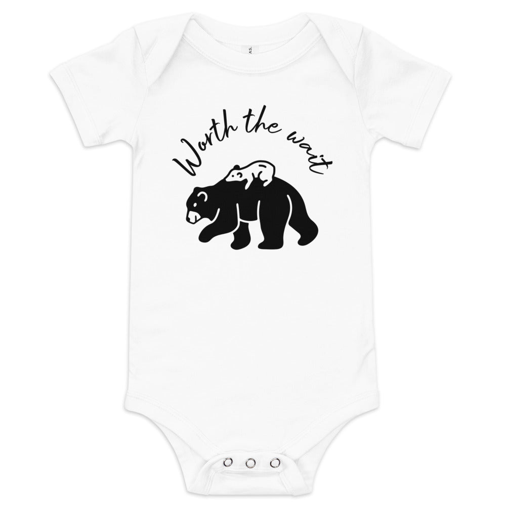 Baby short sleeve one piece Worth The Wait (polar bear)