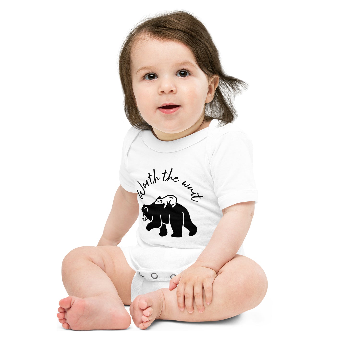 Baby short sleeve one piece Worth The Wait (polar bear)