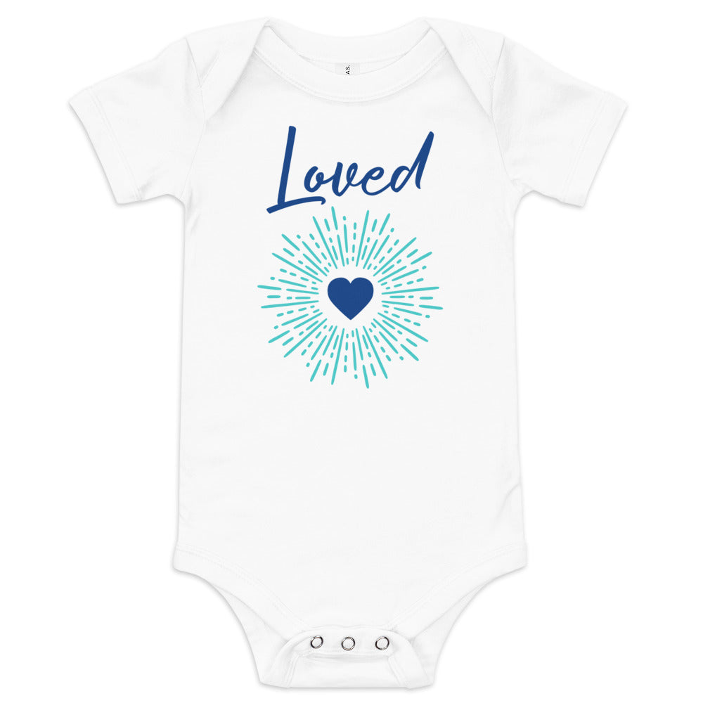 Baby short sleeve one piece Loved (blue)