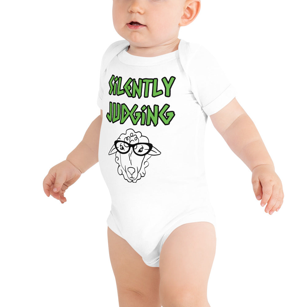 Baby short sleeve one piece Silently Judging Ewe