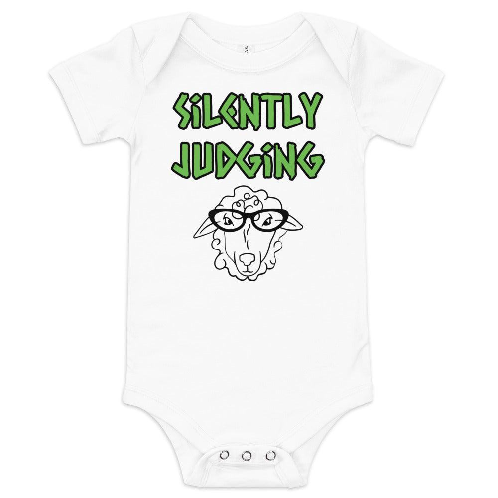 Baby short sleeve one piece Silently Judging Ewe