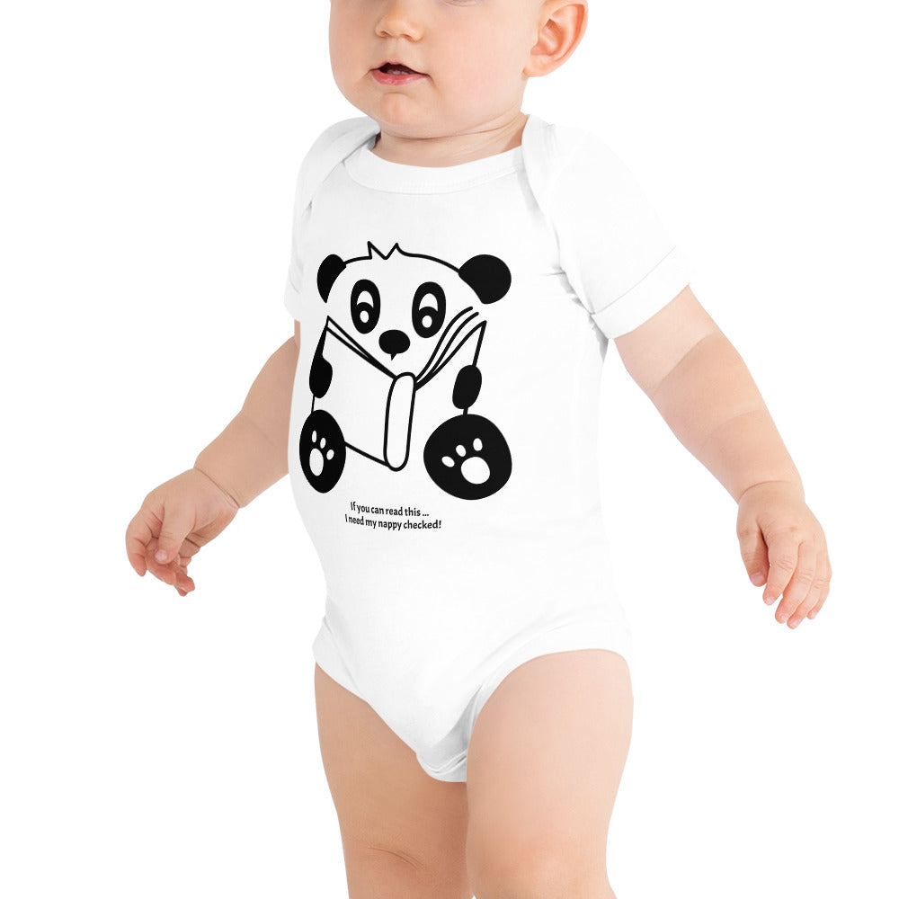 Baby short sleeve one piece If You Can Read This I Need My Nappy Checked!