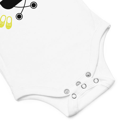 Baby short sleeve one piece Our family is expanding