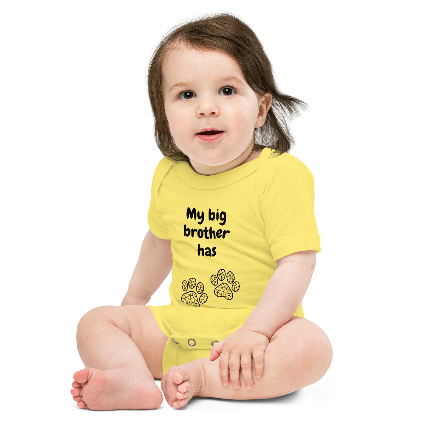 Baby short sleeve one piece My Big Brother Has Paws