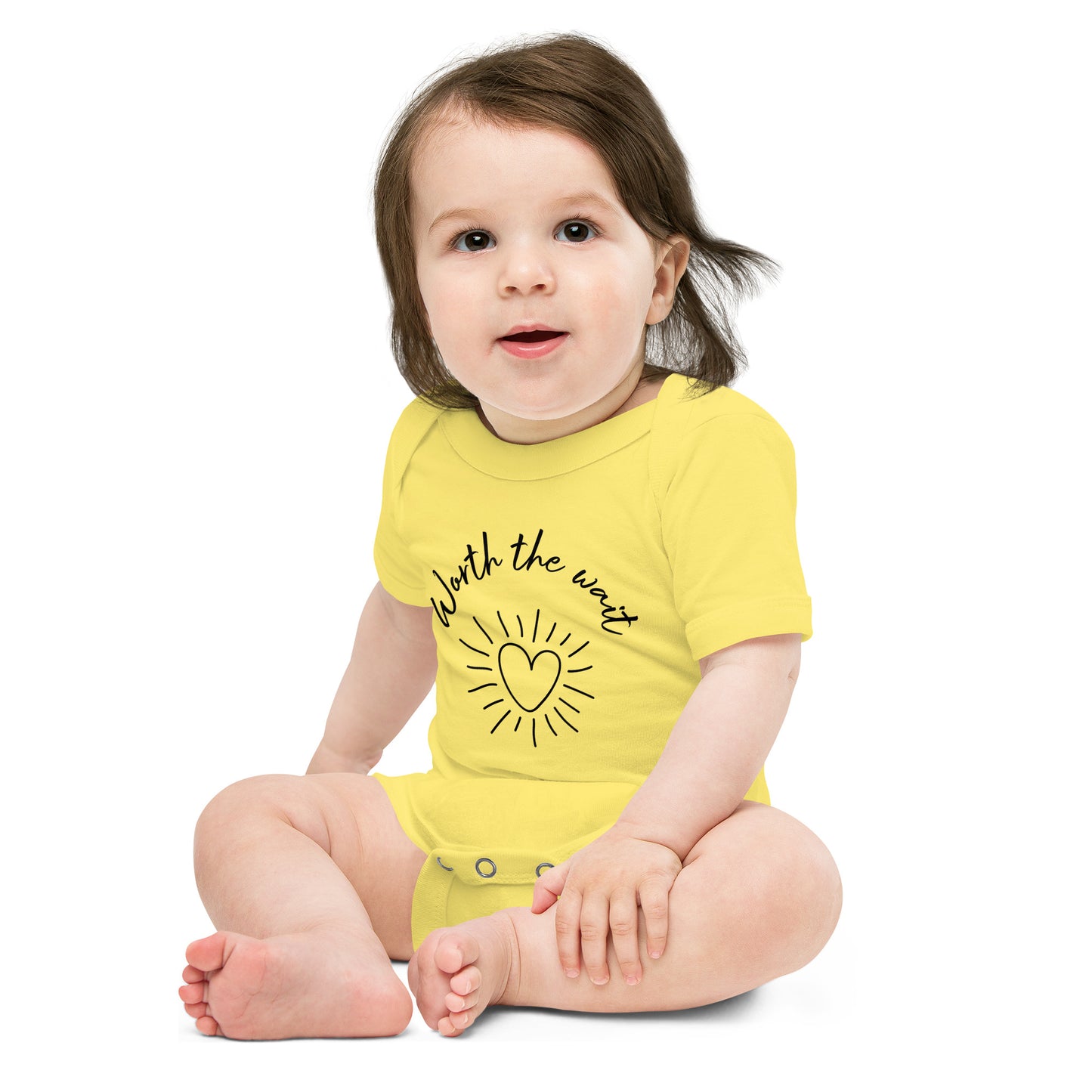 Baby short sleeve one piece Worth The Wait (heart)