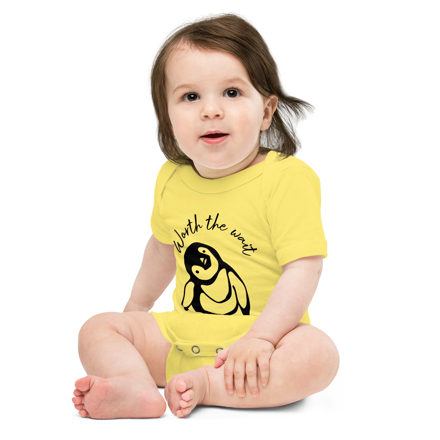 Baby short sleeve one piece Worth The Wait (penguin)