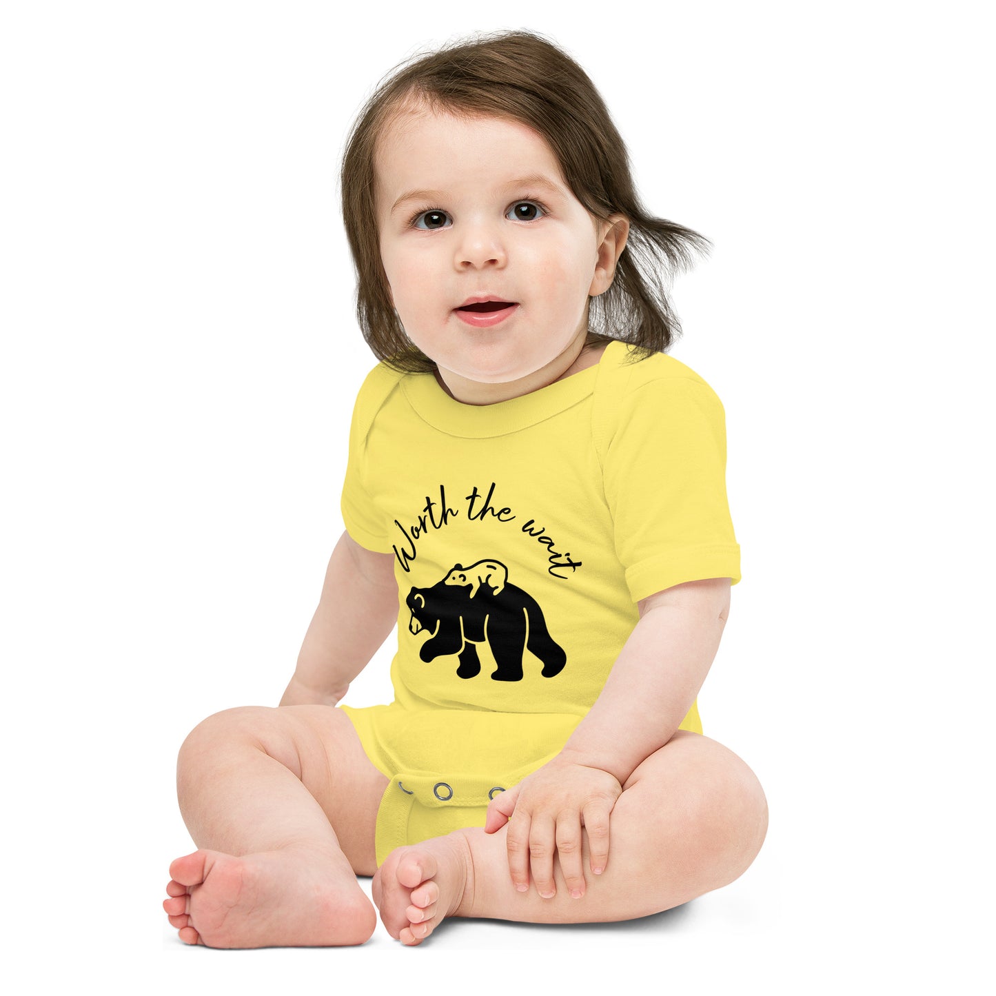Baby short sleeve one piece Worth The Wait (polar bear)