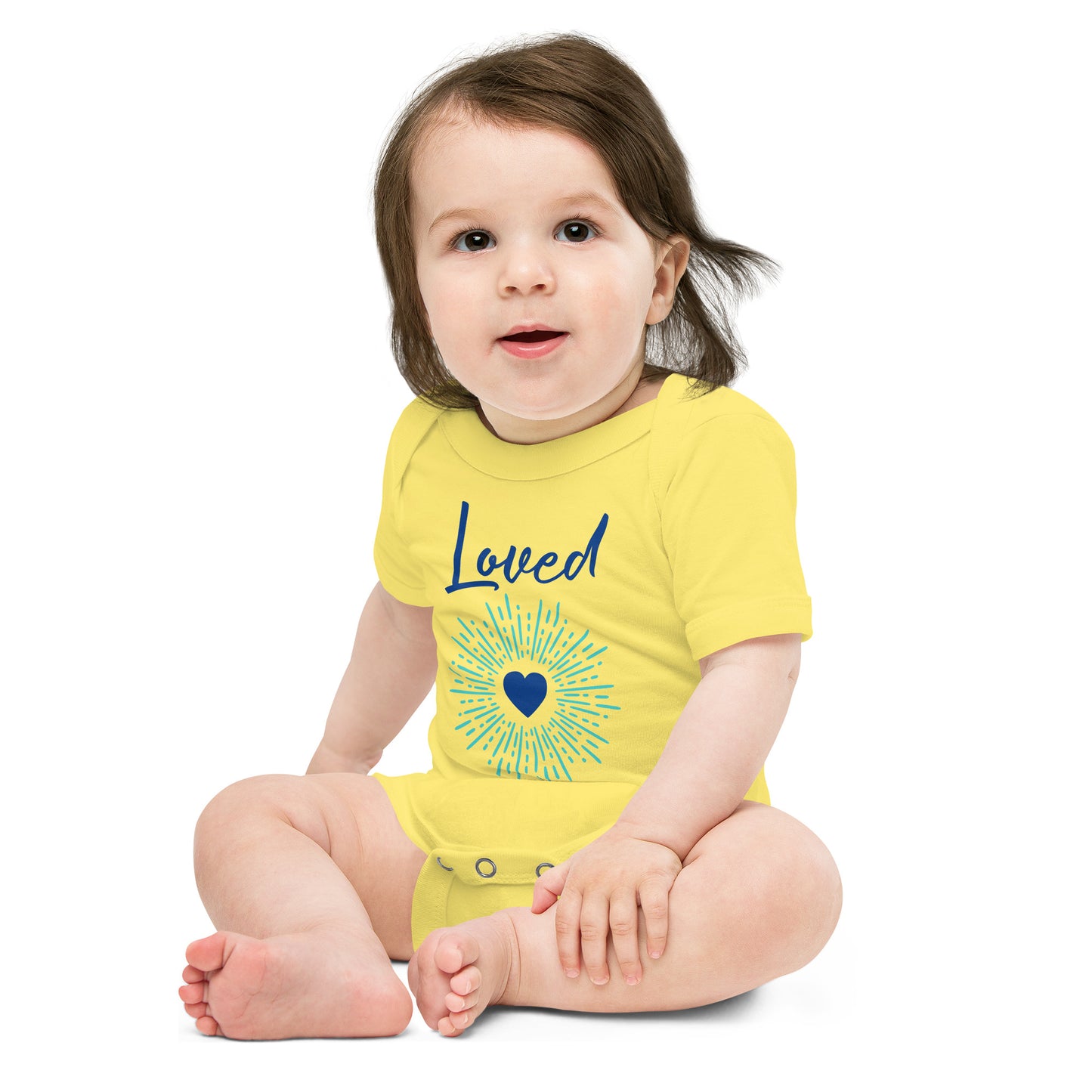 Baby short sleeve one piece Loved (blue)