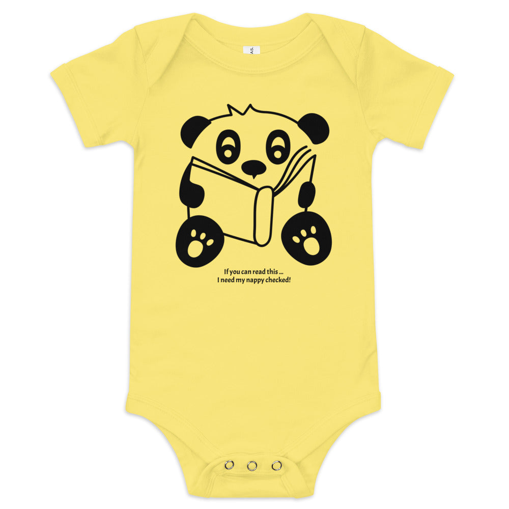 Baby short sleeve one piece If You Can Read This I Need My Nappy Checked!