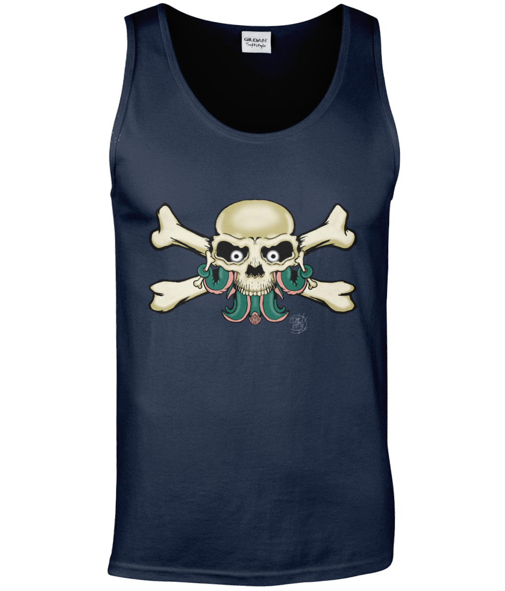 Gildan GD012 Softstyle Adult Tank Top Skull and Cross Bones