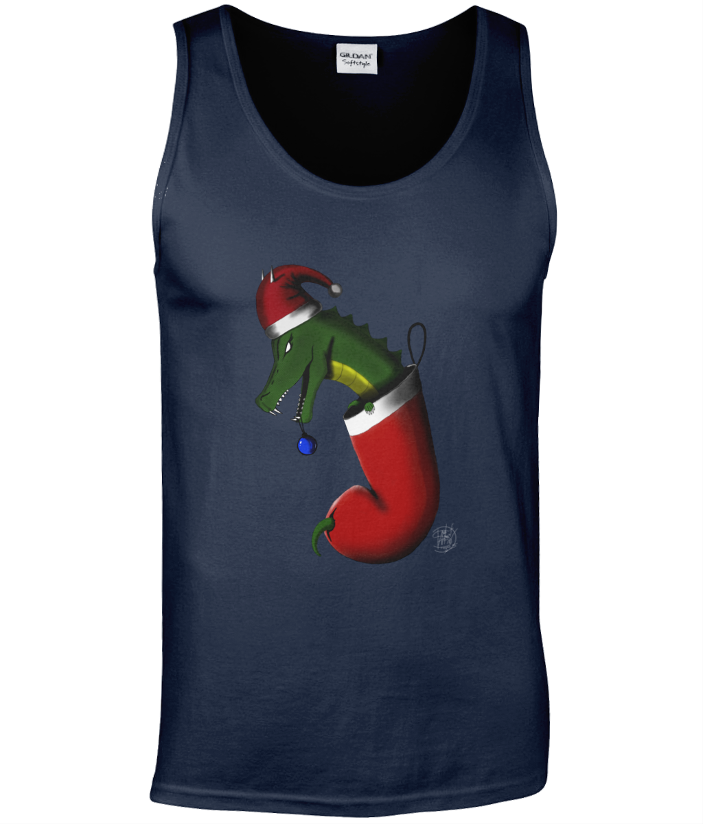 Gildan GD012 Softstyle Adult Tank Top Christmas Stocking Dragon