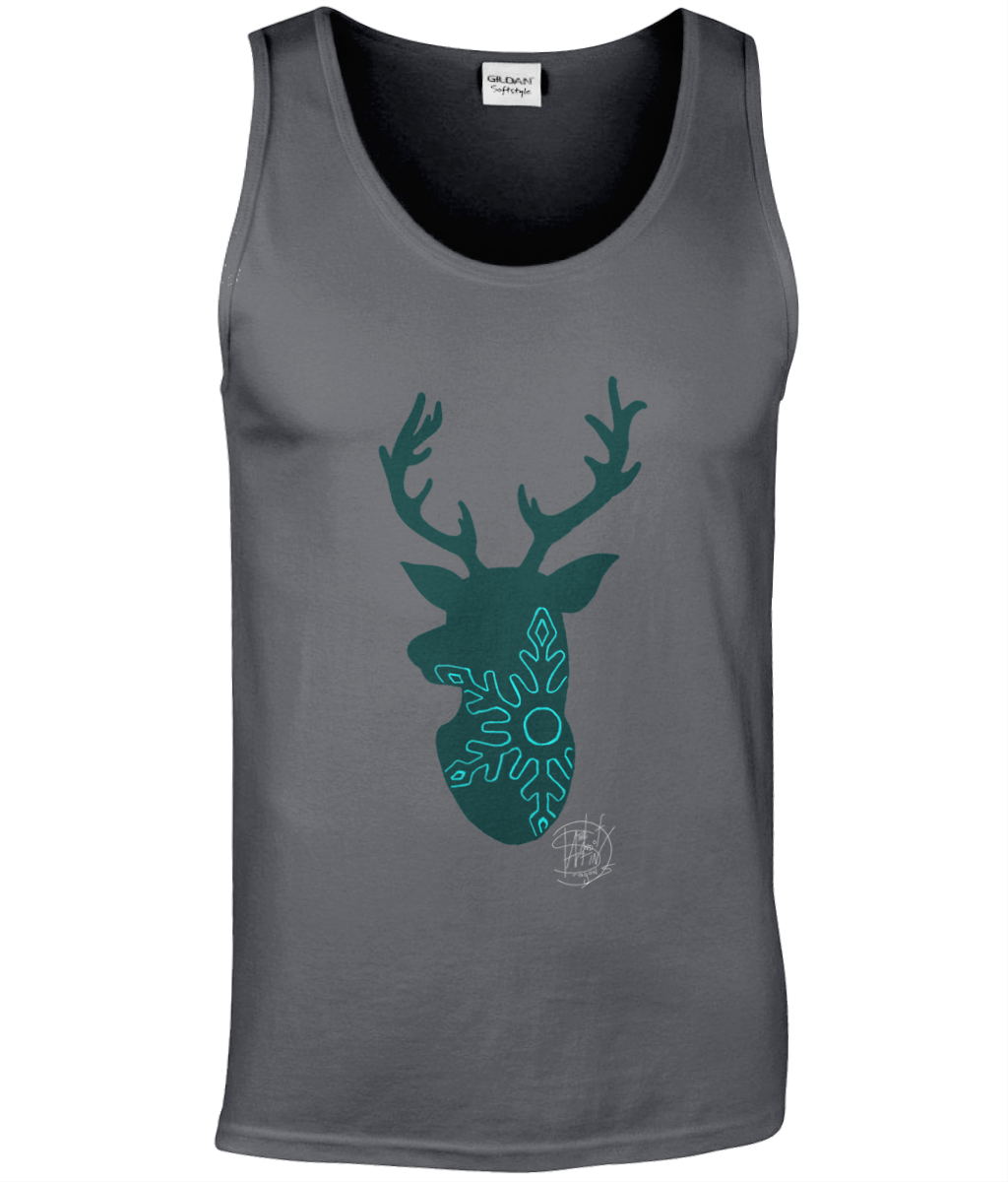 Gildan GD012 Softstyle Adult Tank Top Christmas Reindeer Snowflake