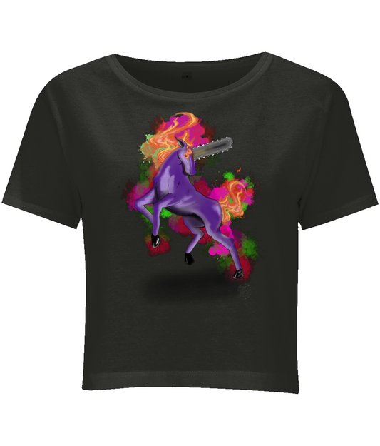 BYB BY042 Ladies Cropped Tee Chainsaw Unicorn