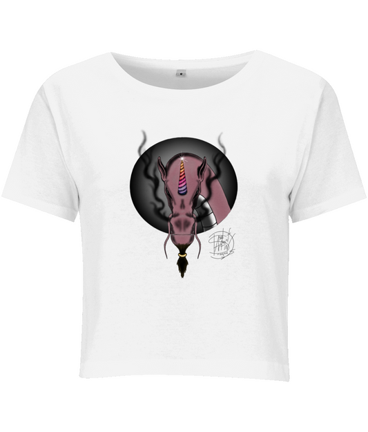 BYB BY042 Ladies Cropped Tee Sparkles The Unicorn Dragon