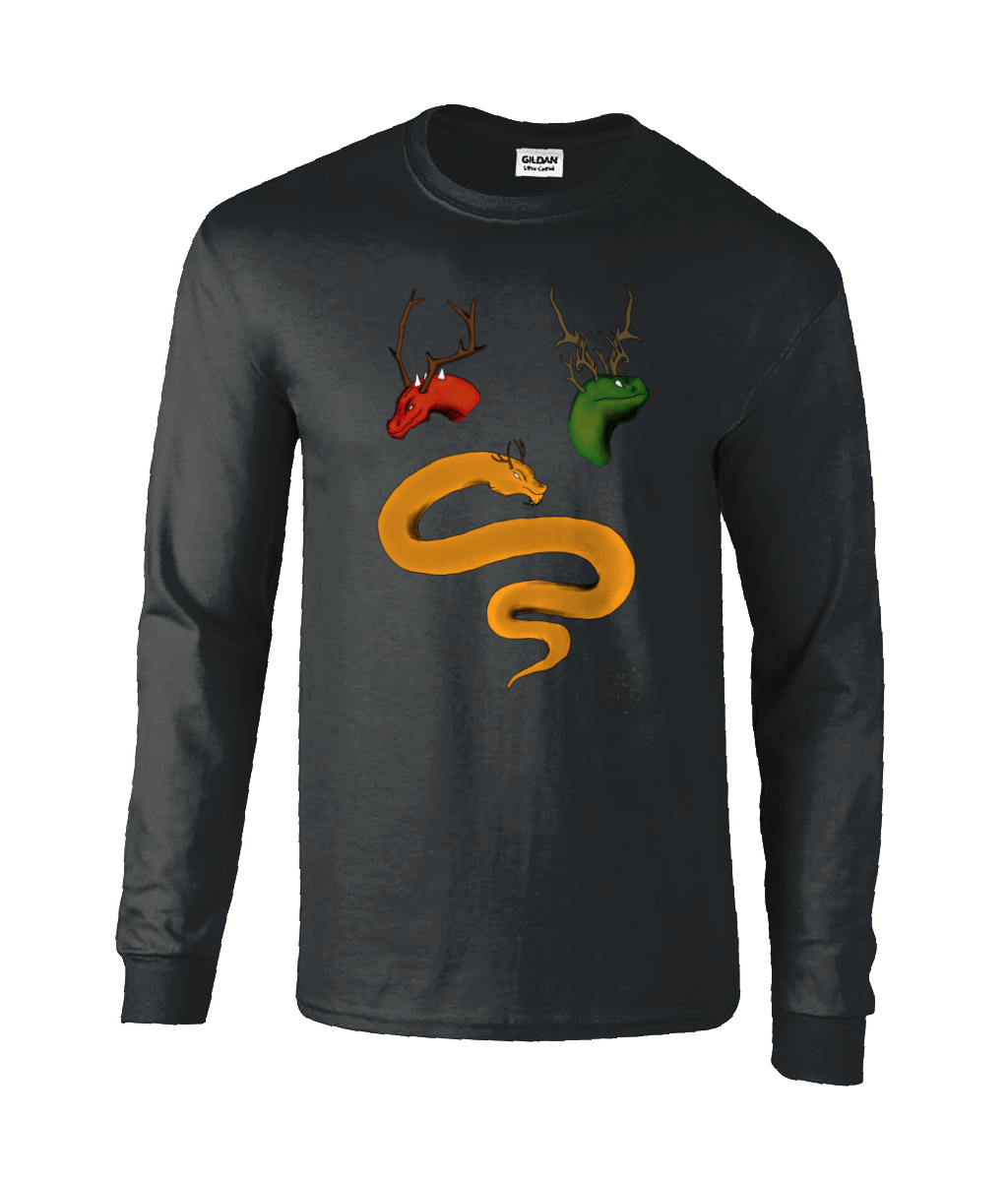 Gildan GD014 Ultra Cotton Adult Long Sleeve T-Shirt Trio Of Dragons