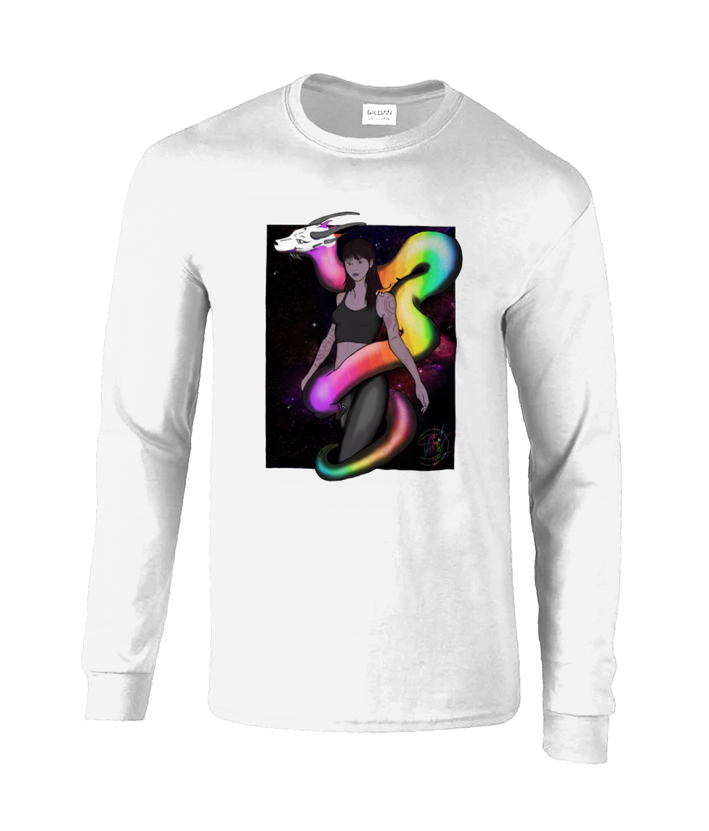 Gildan GD014 Ultra Cotton Adult Long Sleeve T-Shirt rainbow dragon 23