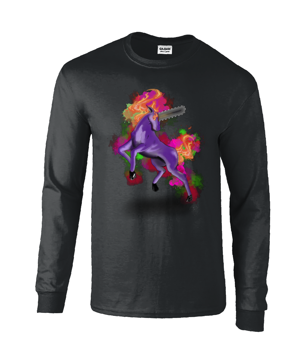 Gildan GD014 Ultra Cotton Adult Long Sleeve T-Shirt Chainsaw Unicorn