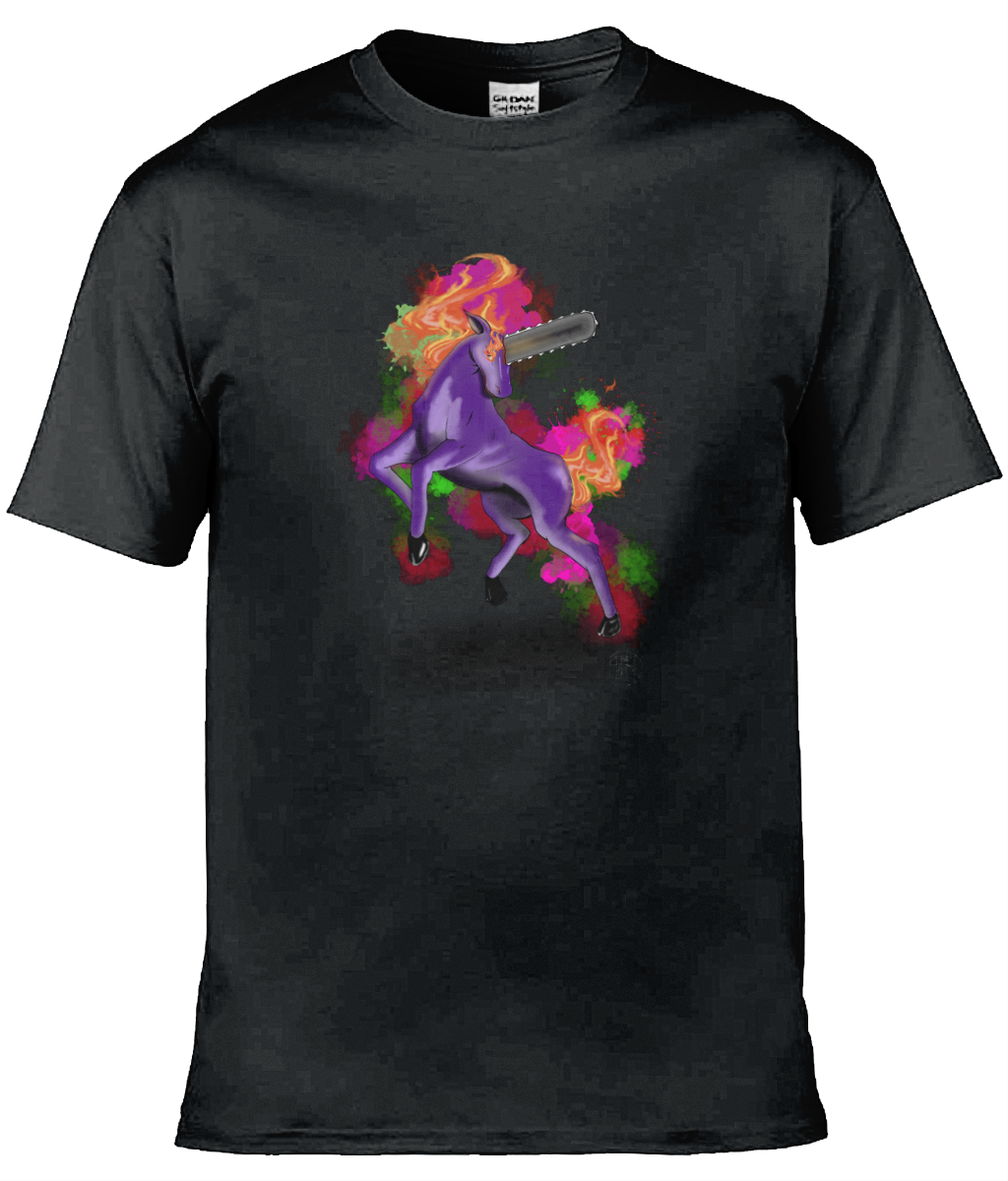 Gildan GD001 Softstyle Adult Ringspun T-Shirt Chainsaw Unicorn