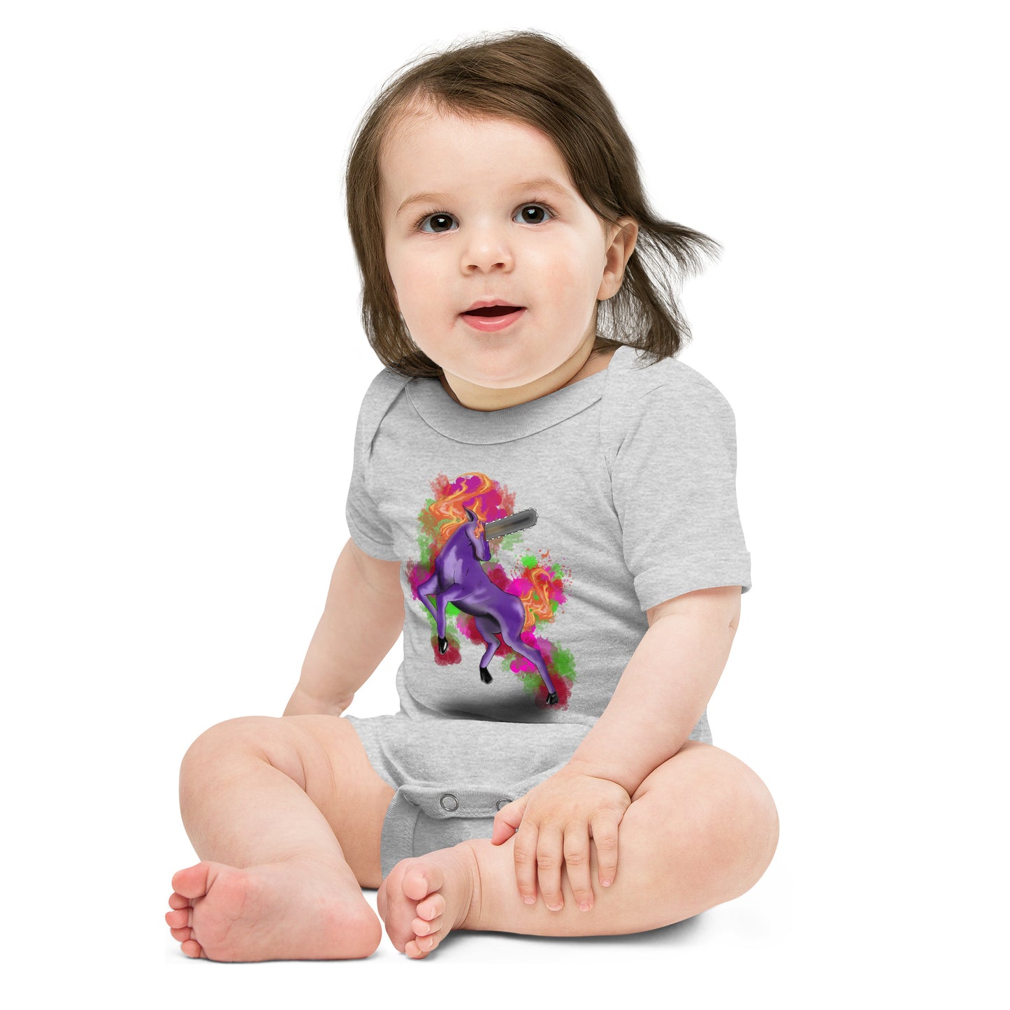 Baby short sleeve one piece Chainsaw Unicorn