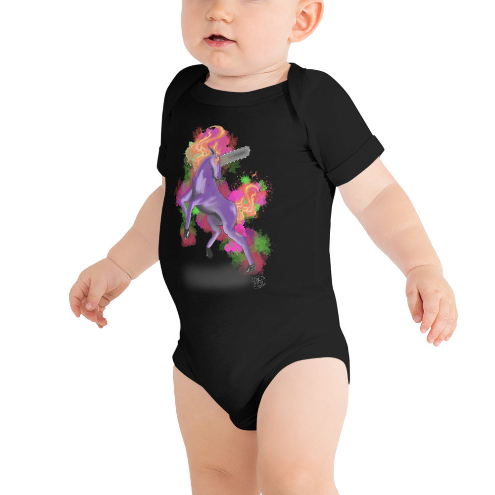 Baby short sleeve one piece Chainsaw Unicorn