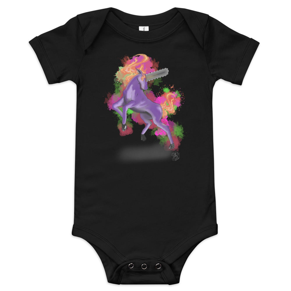 Baby short sleeve one piece Chainsaw Unicorn