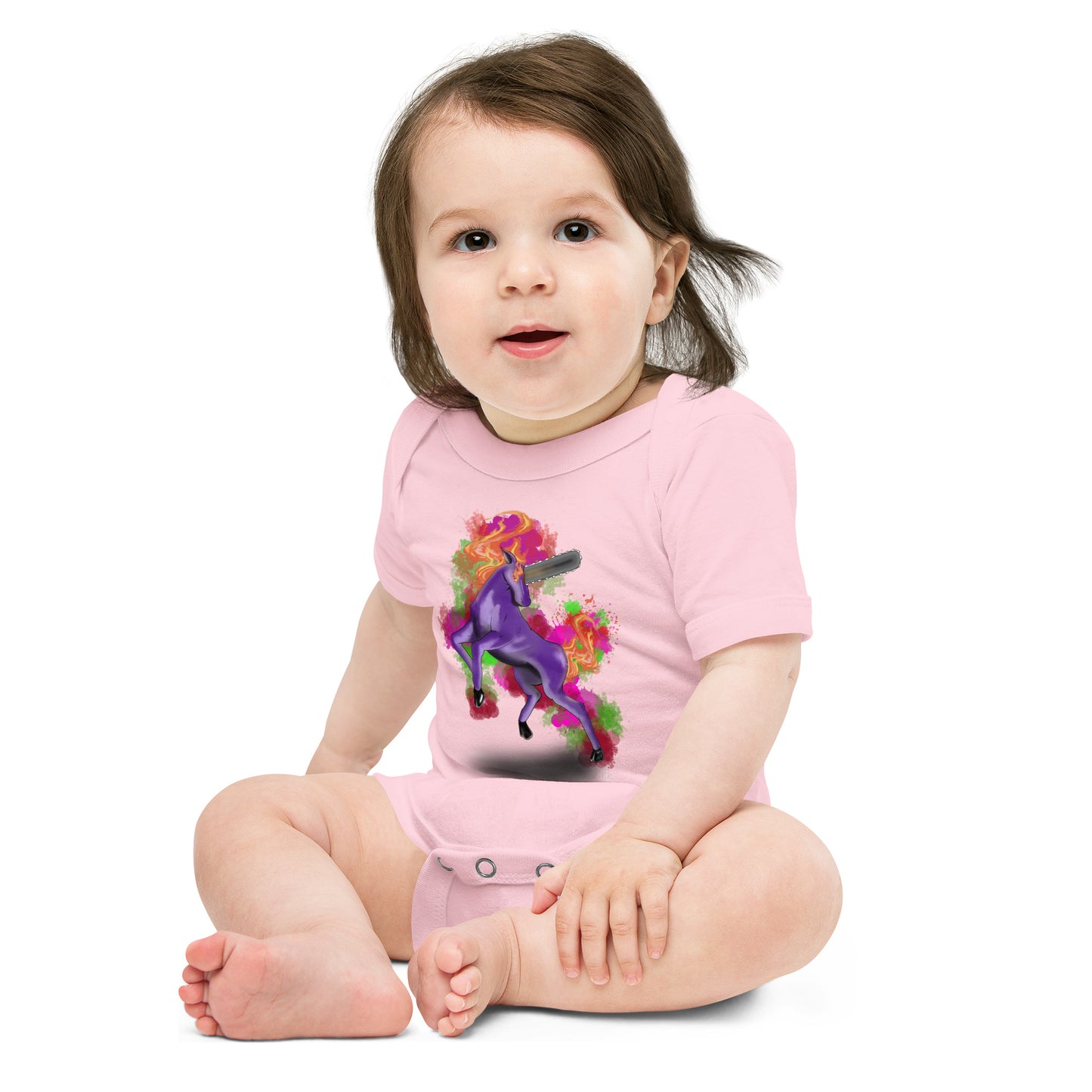 Baby short sleeve one piece Chainsaw Unicorn