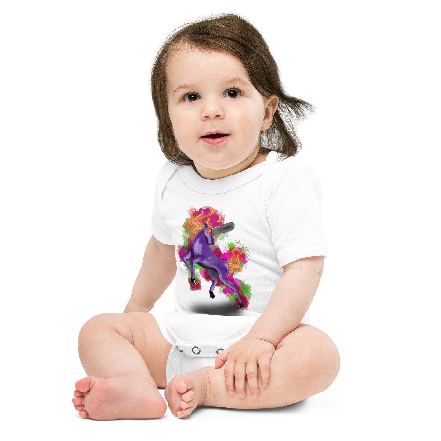 Baby short sleeve one piece Chainsaw Unicorn