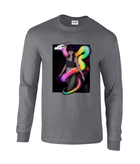 Gildan GD014 Ultra Cotton Adult Long Sleeve T-Shirt rainbow dragon 23
