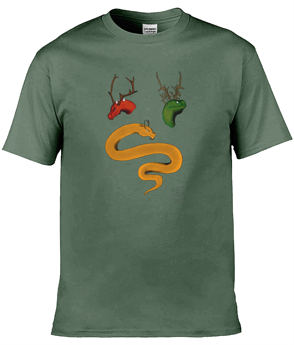 Gildan GD001 Softstyle Adult Ringspun T-Shirt Trio Of Dragons