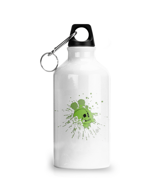 Aluminium Water Bottle GREEN SKULL & ROSES