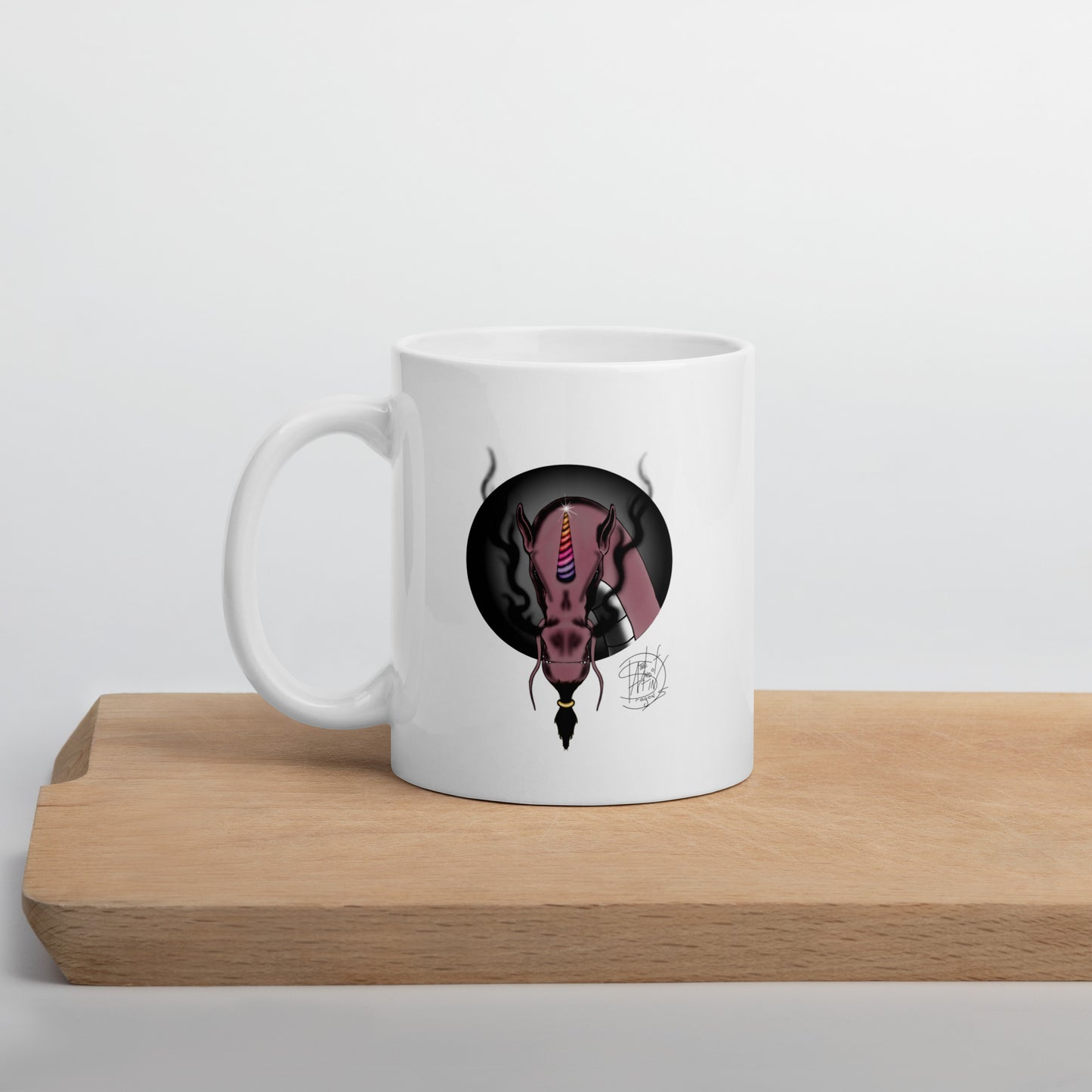 White glossy mug Sparkles The Unicorn Dragon