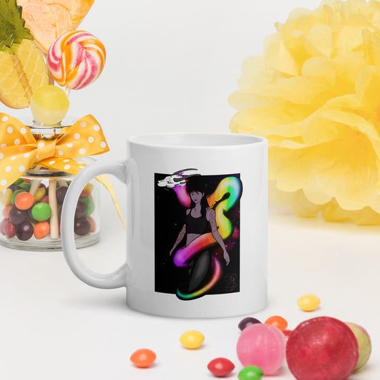 White glossy mug Rainbow Dragon 23