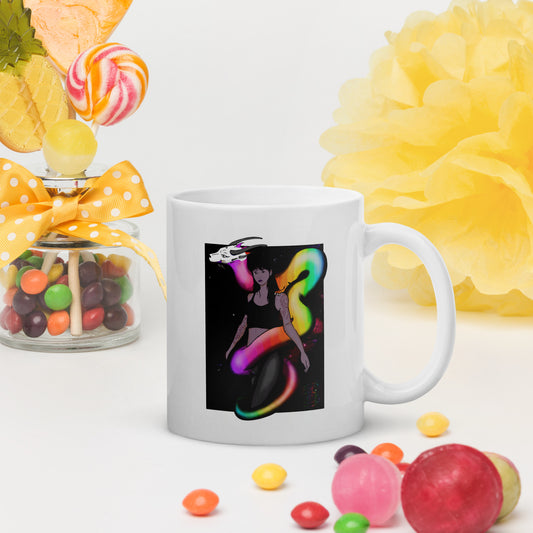 White glossy mug Rainbow Dragon 23