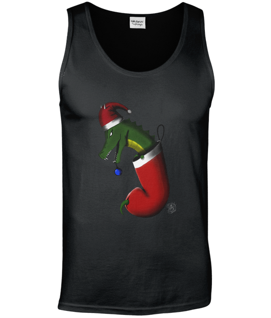 Gildan GD012 Softstyle Adult Tank Top Christmas Stocking Dragon