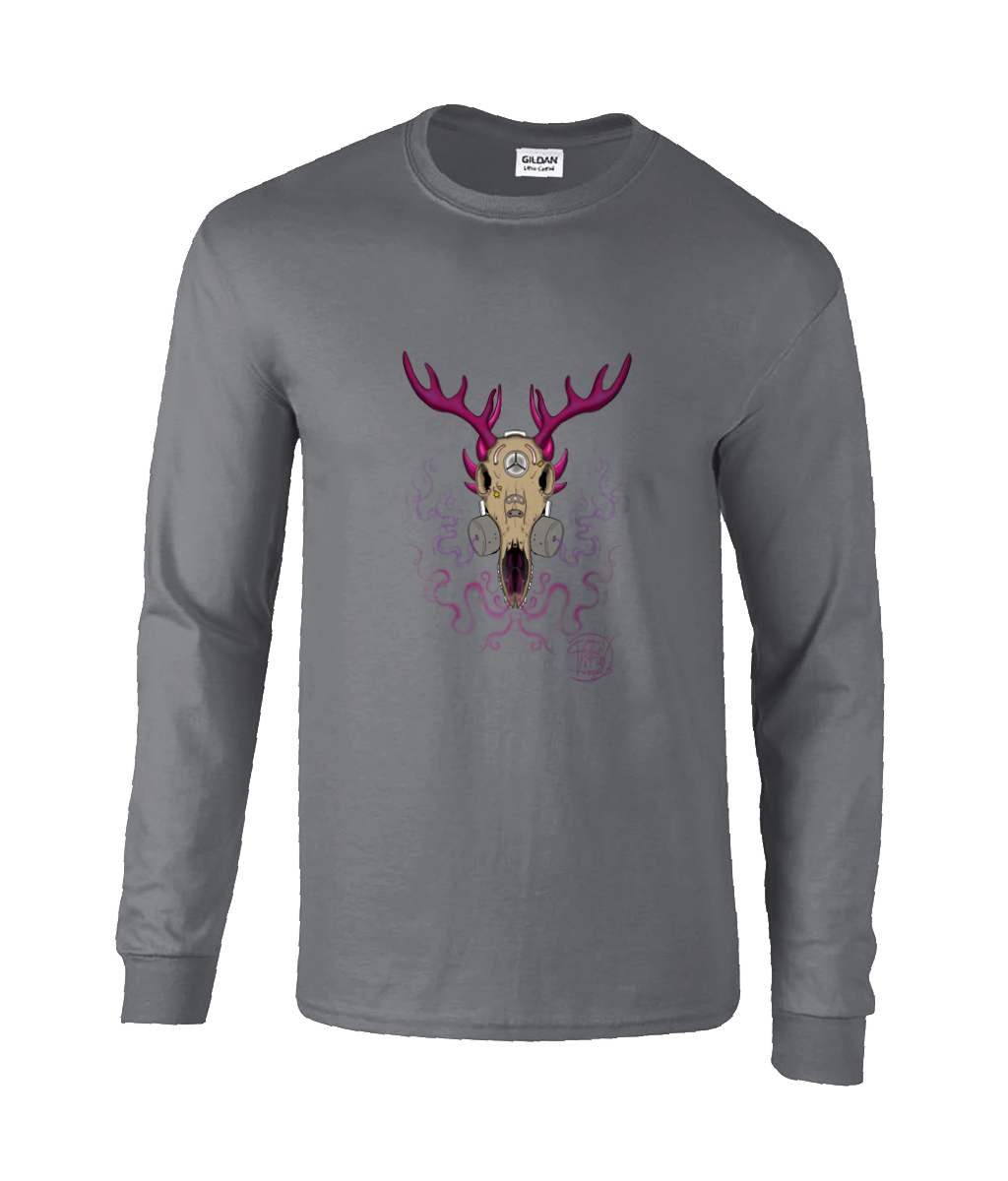 Gildan GD014 Ultra Cotton Adult Long Sleeve T-Shirt Gas Mask Deer 1