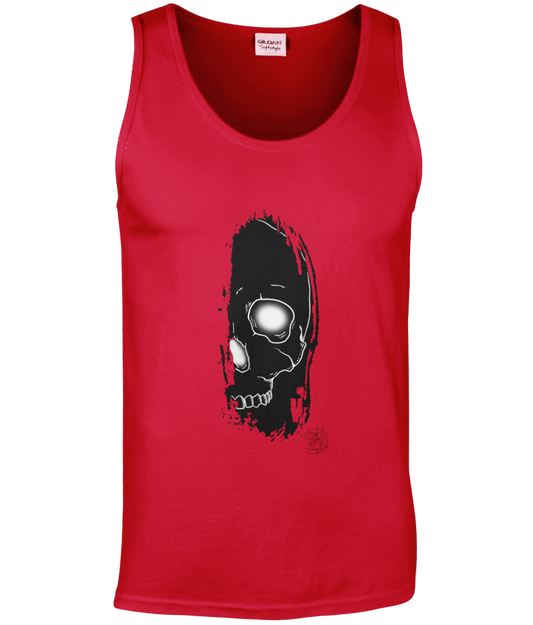 Gildan GD012 Softstyle Adult Tank Top Brush Skull Black Logo