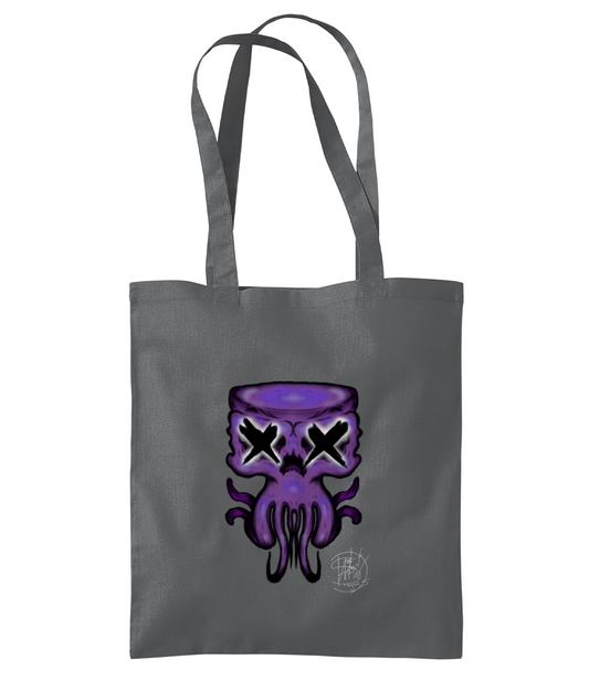 Westford Mill WM261 Organic Premium Cotton Tote Purple Octo Skull