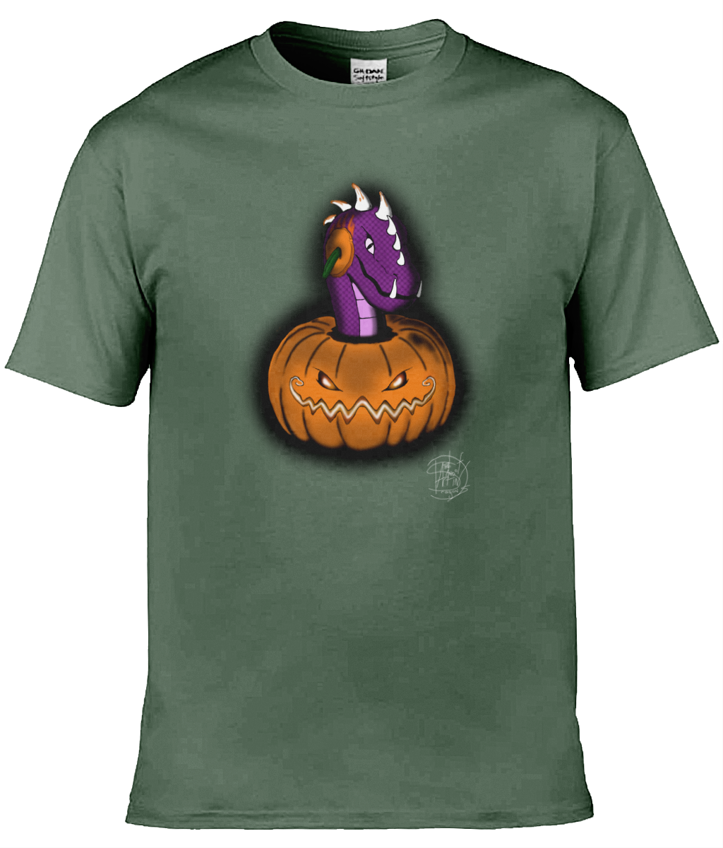 Gildan GD001 Softstyle Adult Ringspun T-Shirt Halloween Pumpkin Peekaboo Dargon