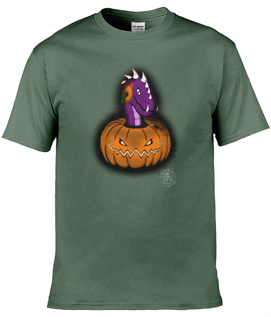 Gildan GD001 Softstyle Adult Ringspun T-Shirt Halloween Pumpkin Peekaboo Dargon