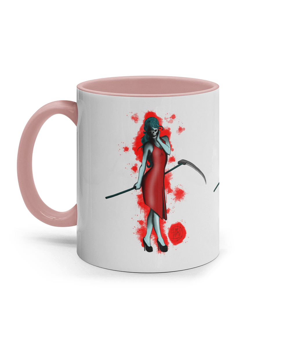 11oz Coloured Inner & Handle Mug Lady Death Red Blood Lady Death Red Blood Lady Death Red Blood