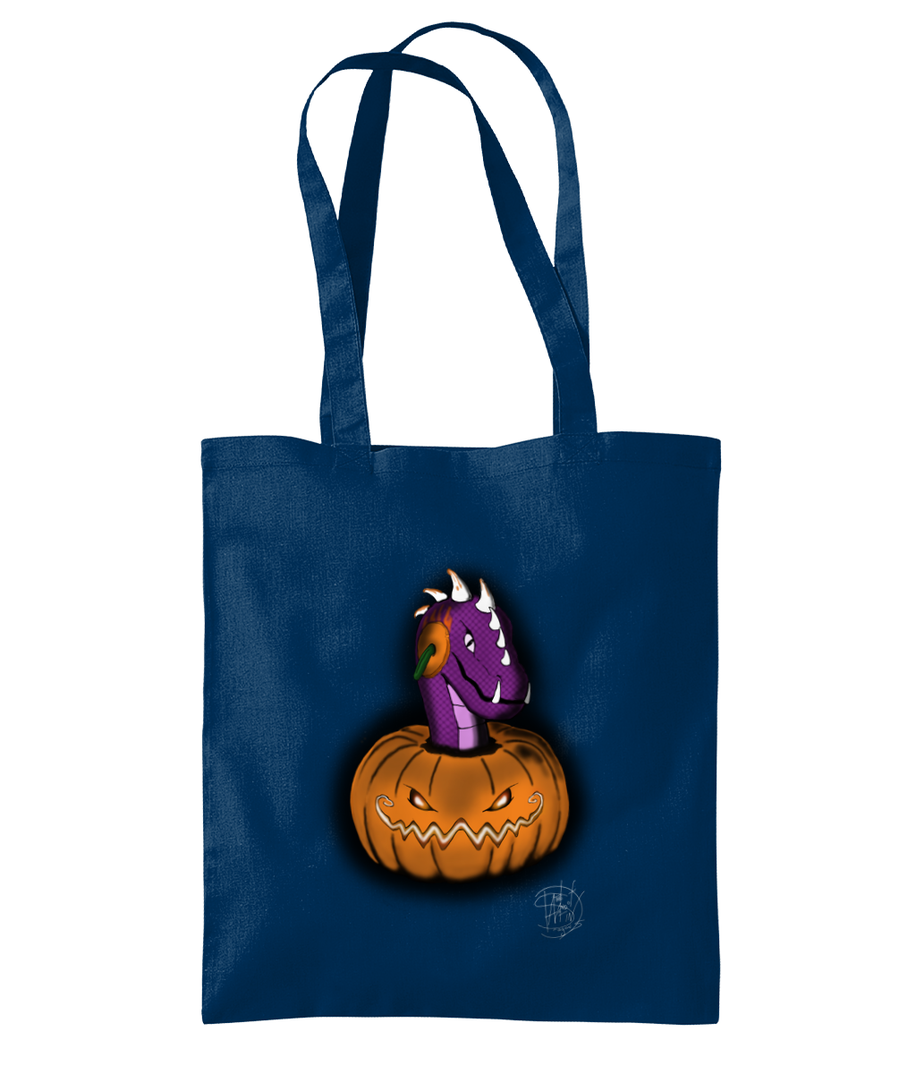 Westford Mill WM261 Organic Premium Cotton Tote Halloween Pumpkin Peekaboo Dargon