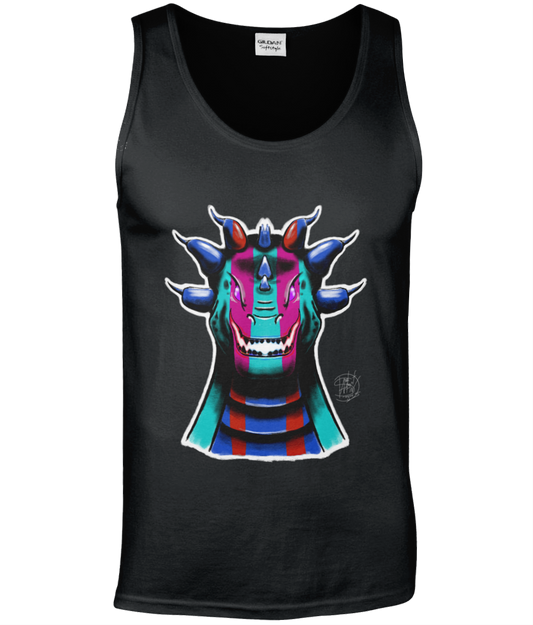 Gildan GD012 Softstyle Adult Tank Top Roarsome Rex Blue Pink