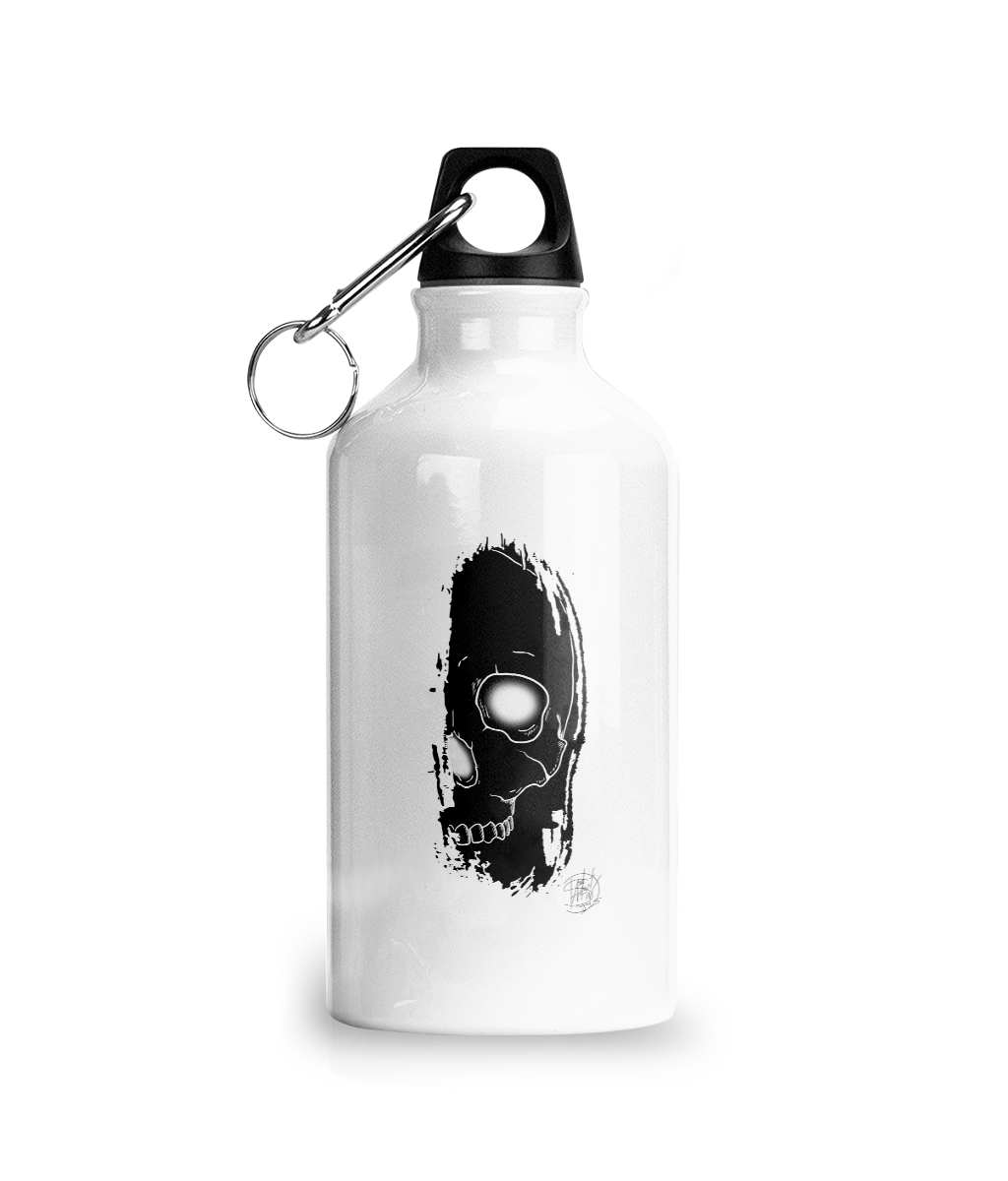 Aluminium Water Bottle Brush Skull Black Logo