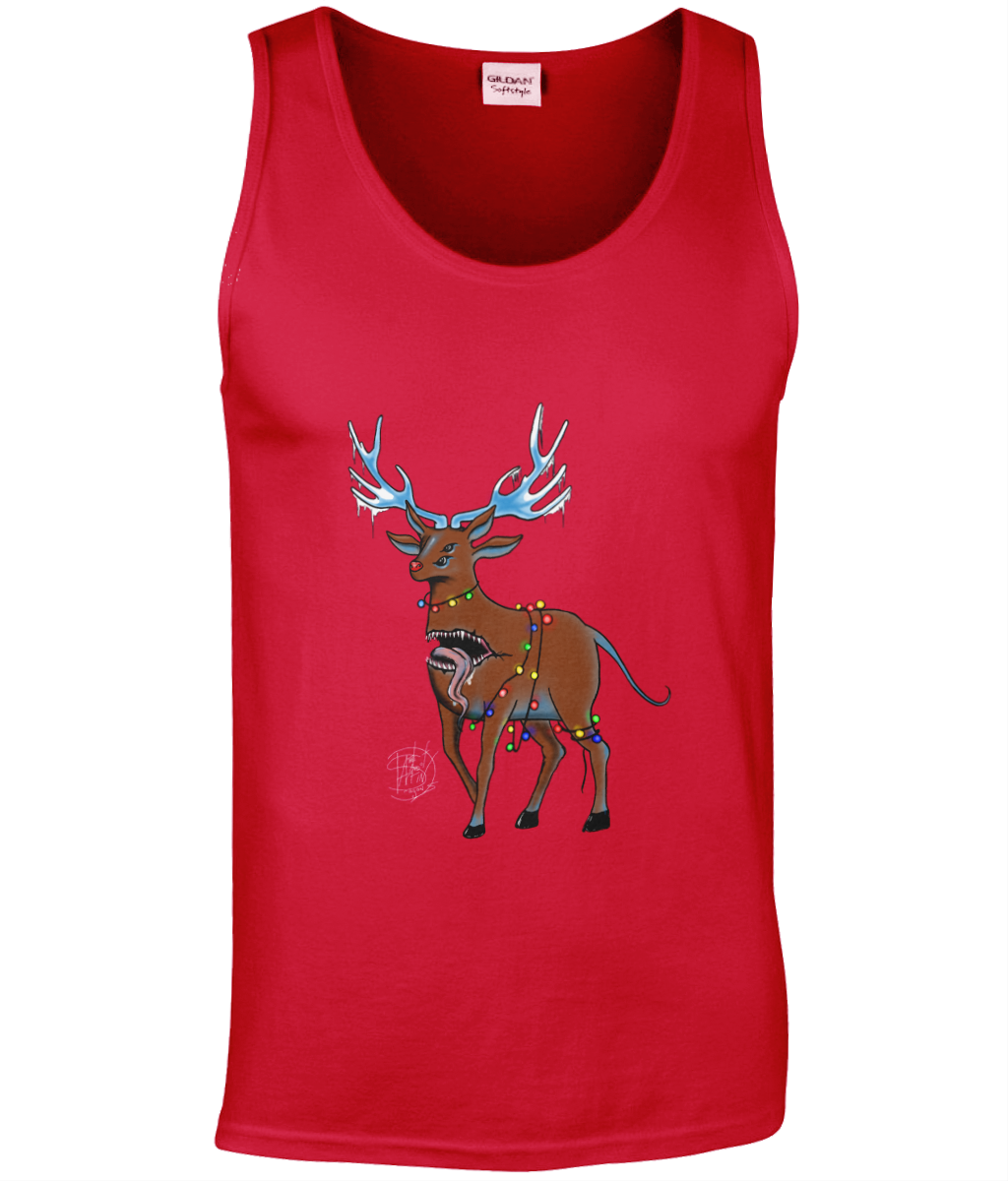 Gildan GD012 Softstyle Adult Tank Top Christmas Reindeer