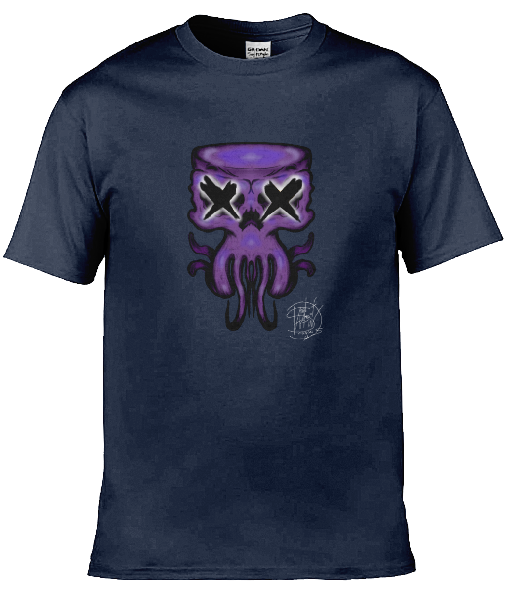 Gildan GD001 Softstyle Adult Ringspun T-Shirt Purple Octo Skull