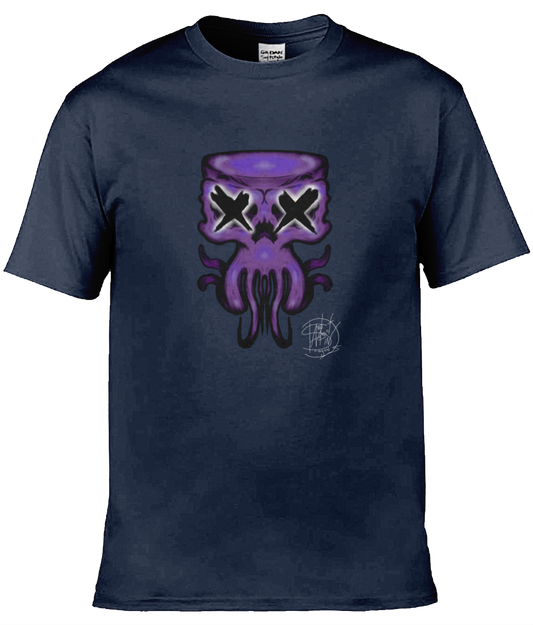 Gildan GD001 Softstyle Adult Ringspun T-Shirt Purple Octo Skull