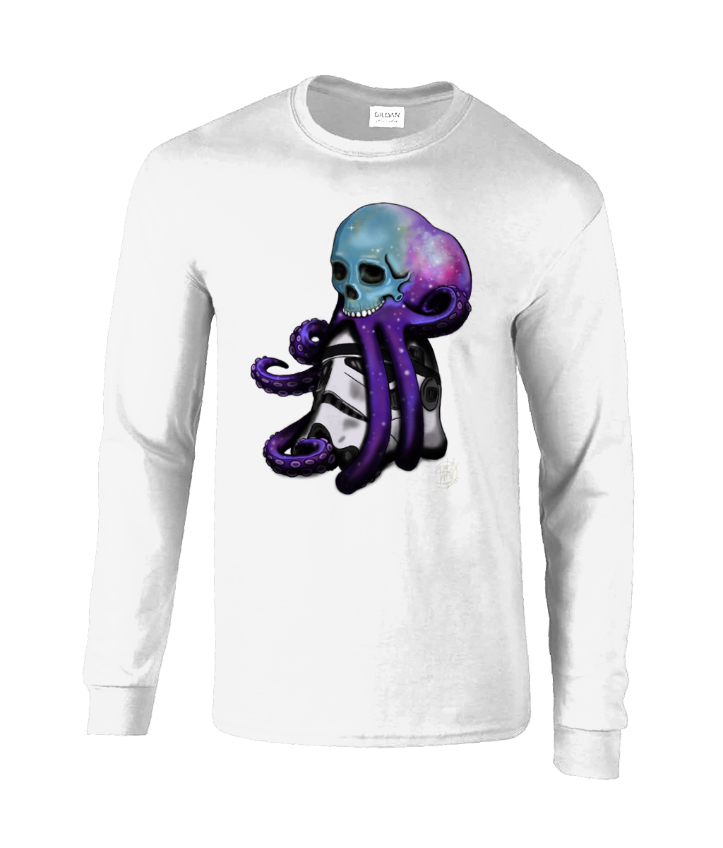 Gildan GD014 Ultra Cotton Adult Long Sleeve T-Shirt Skully Galaxy