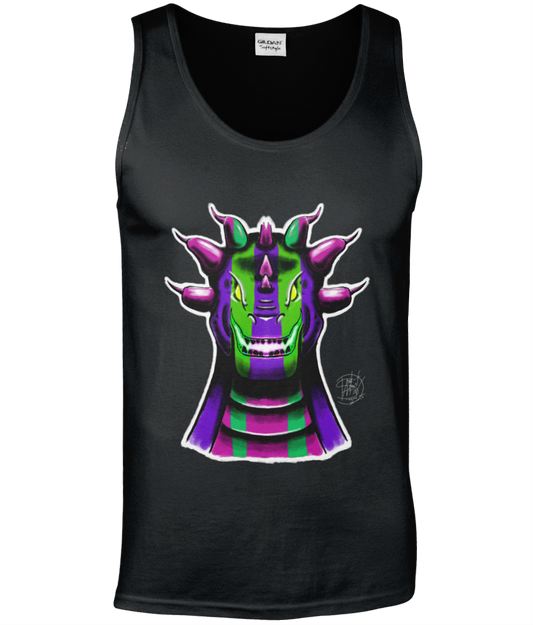 Gildan GD012 Softstyle Adult Tank Top Roarsome Rex Purple Green