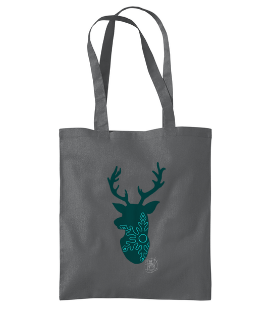 Westford Mill WM261 Organic Premium Cotton Tote Christmas Reindeer Snowflake