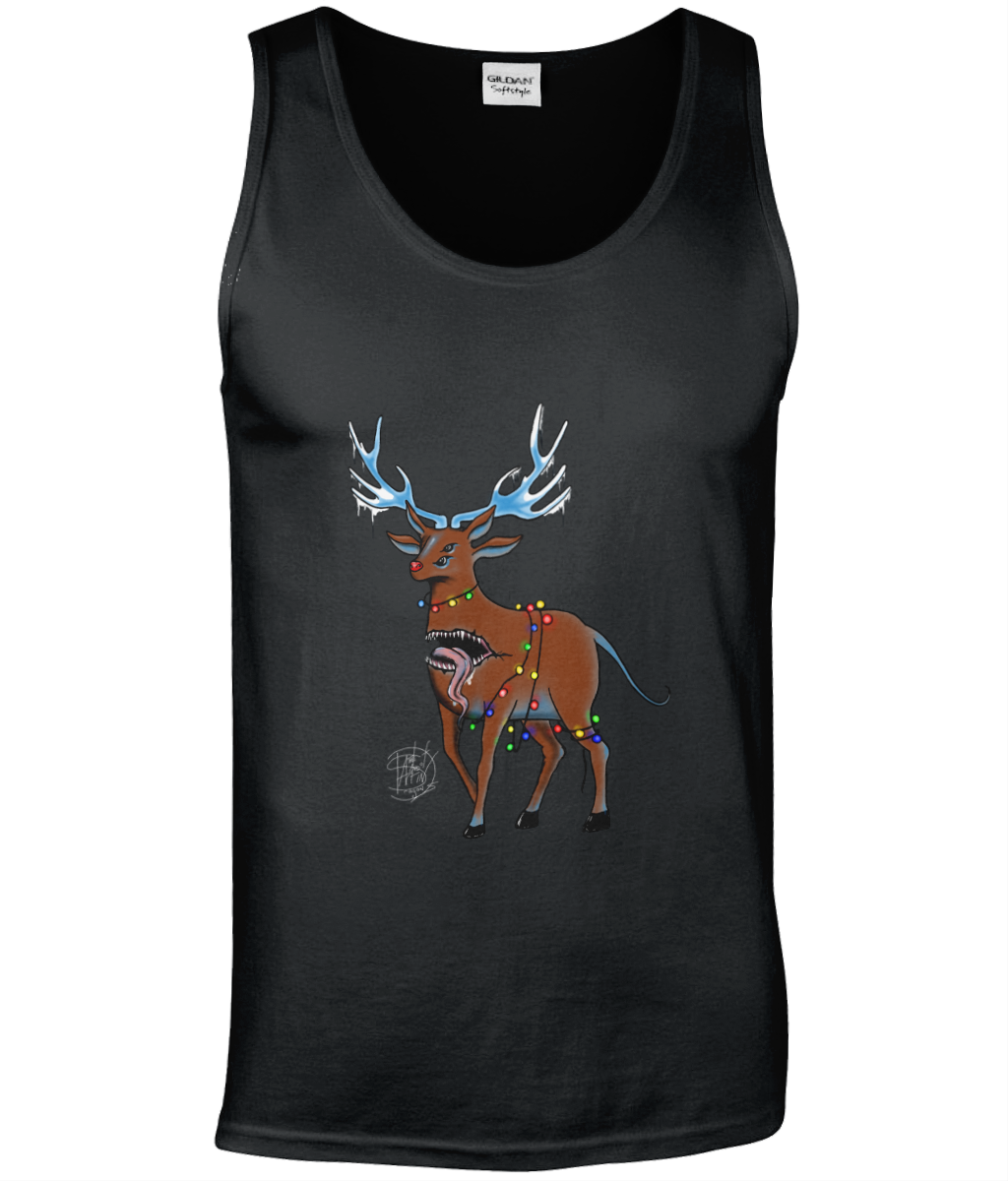 Gildan GD012 Softstyle Adult Tank Top Christmas Reindeer